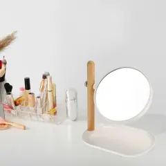 Unique Bargains Home Vanity Rotatable 1X/3X  Magnifying Cosmetic Mirror with Storage Tray