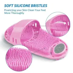 Swtroom Silicone Foot Scrubber Massage and Cleaning Non-Slip for Shower (1PCS Pink)