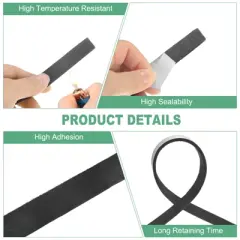 Unique Bargains High Temp Self Stick Heat Resistant BBQ Gasket Tape Grill Gasket Black White 1 PC 0.6" x 0.12", 15FT