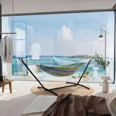 MOEPISY Double Heavy Duty Steel Stand Hammock with Travel Bag - 660 lbs capacity, portable and easy to assemble