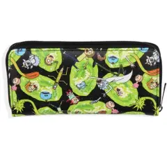 Rick and Morty Wallet Portals and Characters Faux Saffiano Zip Closure Wallet Multicoloured