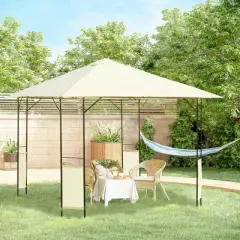 Outsunny 10' x 10' Outdoor Gazebo Canopy Modern Canopy Shelter with Weather Resistant Roof & Steel Frame for Parties, BBQs, & Shade