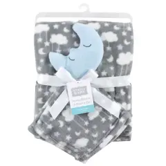 Hudson Baby Infant Boy Plush Blanket with Security Blanket, Moon Boy, One Size