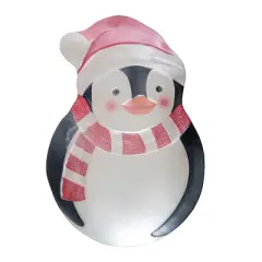 Transpac 15.16 in Multicolor Christmas Penguin Glass Platter Perfect for Holiday Serving and Festive Decor