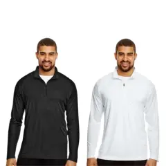 EG PRO 2 Pack Men Pullover Quarter Zip Performance Long Sleeve Shirt