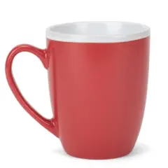 Elanze Designs Solid Color Red White Interior 16 ounce Matte Ceramic Mugs Matching Set of 4