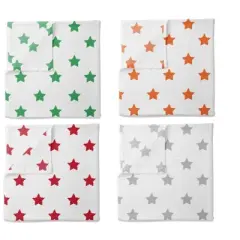 Bacati - Stars Neutral Swaddling Muslin Blankets of 4 (Green,Orange,Red,Gray)