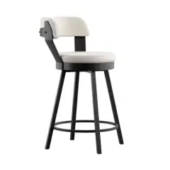 2pk 24" Meilan Faux Leather Metal Swivel Counter Height Barstools - Inspire Q