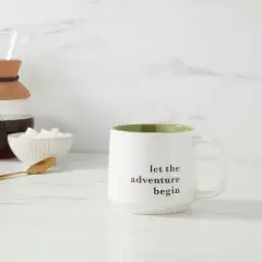 16oz Stoneware Let the Adventure Begin Mug Moss - Threshold&trade;: Traditional Dark Green Coffee Mug, Dishwasher & Microwave Safe