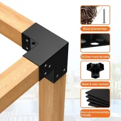 3-Way Pergola Brackets Kit, 4 Pack Woodwork Right Angle Corner DIY Brackets, Powder-Coated Hardware, for Lumber Pergola Gazebo Outdoor