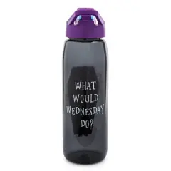 Silver Buffalo Addams Family "What Would Wednesday Do?" Water Bottle With Screw-Top Lid