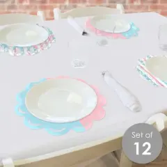 Big Dot of Happiness Baby Gender Reveal - Team Boy or Girl Party Round Table Decorations - Paper Chargers - Place Setting For 12