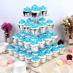Vdomus LED Cupcake Stand Tower for Birthday/Wedding/Babyshower Party with String Lights, Blue