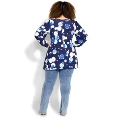 Women's Plus Size Noelle Foil Tunic - riviera foil spot | AVENUE