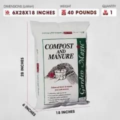 Michigan Peat 40 Pound Garden Magic Compost and Manure with Odor Free Blend and Naturally Moist and Fibrous for Lawn and Garden