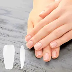 Unique Bargains Women's Medium Long Trapezoid Fake Nails Clear 1 Set