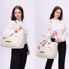 Itopfox Large Diaper Tote Bag with Laptop Compartment, Insulated Pockets, Multiple Storage for Baby Essentials, Travel Friendly