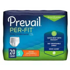Prevail Per-Fit Extra Disposable Underwear Pull On with Tear Away Seams Small, PF-511, 20 Ct