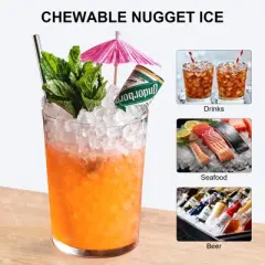 SOZT Ice Maker 70 lbs./24-hour Self-Cleaning Countertop Nugget Ice Dispenser with 6 lbs. Ice Storage, Stainless Steel