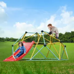 VEVOR Climbing Dome, for Kids 3 to 9 Years Old,8FT Geometric Dome Climber with Slide,Jungle Gym Supports 600LBS and Easy Assembly,with Climbing Grip
