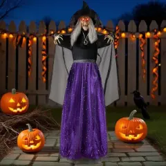Joyfy 47&rdquo; Halloween Animated Witch Decoration, Scary Hanging Ghost Halloween Animatronics Decor Prop for Haunted House Yard Garden Decorations