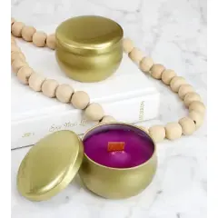 Darware Metallic Gold Candle Tins 12pk; European Style Containers for Storage, Parties, Weddings, Jewelry, Candy and Tea Stash