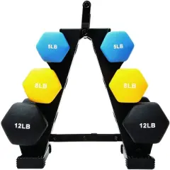 Gulches Colored Neoprene Dumbbell Set with Rack, Multiple Weight Options