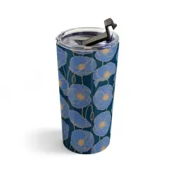 Emanuela Carratoni Moody Blue Garden 20 oz Stainless Steel Travel Mug - Deny Designs