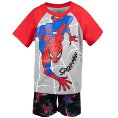 Marvel Avengers Spider-Man Iron Man T-Shirt and French Terry Shorts Outfit Set Toddler