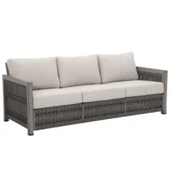 COWLOWN Outdoor 3-Seater Patio Sofa, Wicker Rattan Couch with Weather-Resistant Olefin Cushions, Durable Deck & Garden Seating