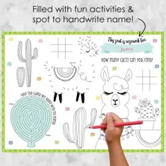 Big Dot of Happiness Whole Llama Fun - Paper Llama Fiesta Birthday Party Coloring Sheets - Activity Placemats - Set of 16