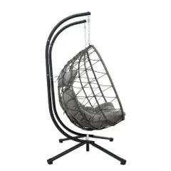 FIONECA 2-Person Wicker Egg Chair with Stand, Hanging Basket Swing Chair for Indoor/Outdoor Patio, Bedroom, Living Room, or Balcony