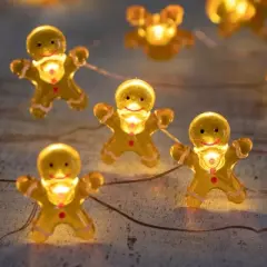 Northlight 20-Count LED Mini Gingerbread Men Christmas Fairy Lights, 6.5 ft Silver Wire