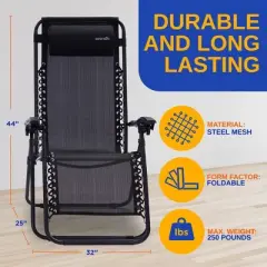 SereneLife Zero Gravity Lounge Chair, Set of 2