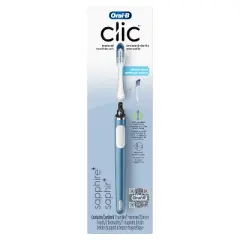 Oral-B Clic Toothbrush - Alaska Blue with 2 Replaceable Brush Heads and Magnetic Brush Mount