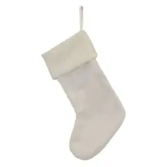Old World Christmas Knit Christmas Mantle Stocking, White Plush, 24in