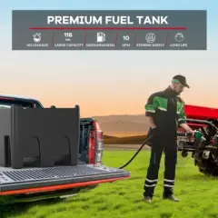Portable Fuel Tank - 116 Gallon with 12V Electric Transfer Pump (10.6 GPM), Auto Shut-Off Nozzle, 360&deg; Swivel Hose for Truck/Tractor/Farm/Marine