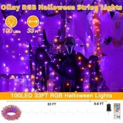 Ollny 100 LED Christmas RGB String Lights (Clear Cable, Connectable, 130 Modes)