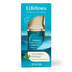 Essential Oil Blend - Crisp Mountain Air: Energy - Lifelines: Aromatherapy with Peppermint & Rosemary, 0.25 Net Wt