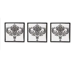 Bacati - Classic Damask Black/Grey/White 10 pc Crib Bedding Set with Long Rail Guard Cover