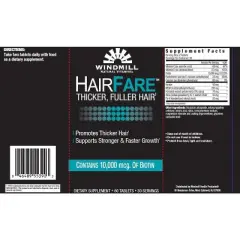 Windmill Hair Fare Vitamin Supplement Caplets for Hair - 60 Tablets
