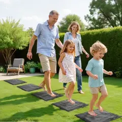 VEVOR Garden Stepping Stones, 4Pcs 15.5 x 15.5 in, Decorative Stepping Stones with Stakes, Weather-Resistant Plastic Pathway Pavers, Grey