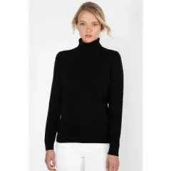 JENNIE LIU Women's 100% Pure Cashmere Long Sleeve Turtleneck Pullover Sweater