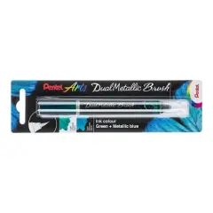 Pentel Arts DualMetallic Brush, Green/Metallic Blue Ink