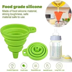 MOVSSOU Kitchen Funnel Set of 4 Silicone Funnel Foldable Food Funnel Collapsible