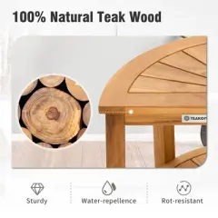 Captiva Designs Teak Shower Bench with Anti-slip Foot Pads, Waterproof Shower Seat