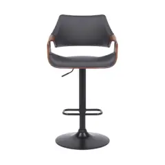 Aspen Adjustable Faux Leather Metal Swivel Barstool Gray/Black - Armen Living