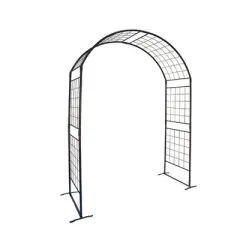 Achla Designs 114.5" Elegant Handcrafted Monet II Iron Garden Arbor Graphite Powder Coated Finish