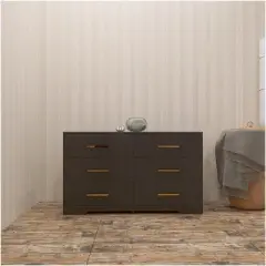 Black color Large 6 drawers chest of drawer dressers table with golden handle