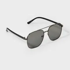 Men's Square Aviator Metal Sunglasses - Goodfellow & Co&trade; Black